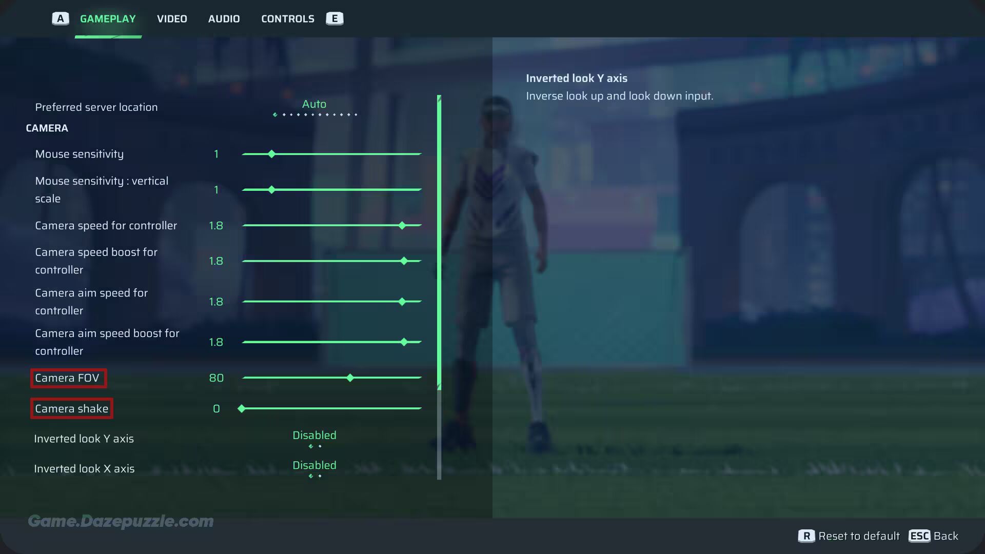 Camera settings in Rematch