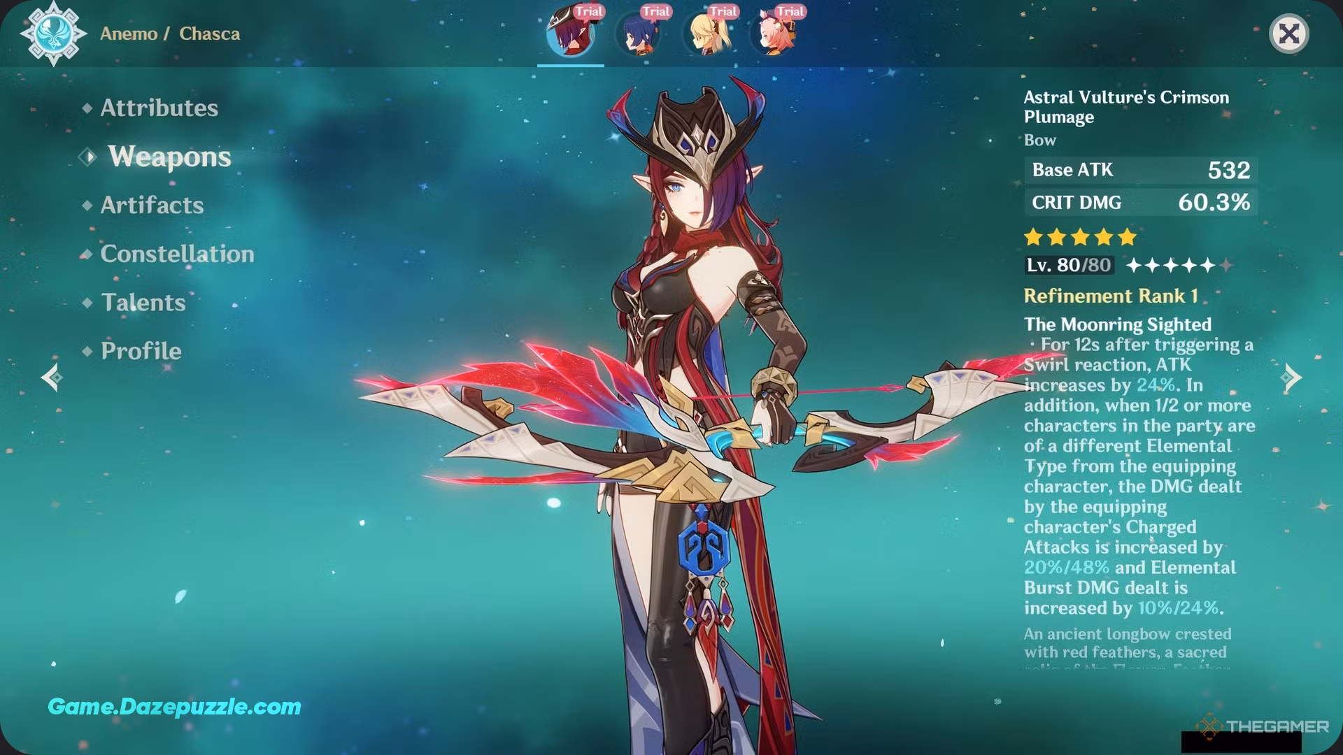 Genshin Impact Chasca CRIT DMG Circlet