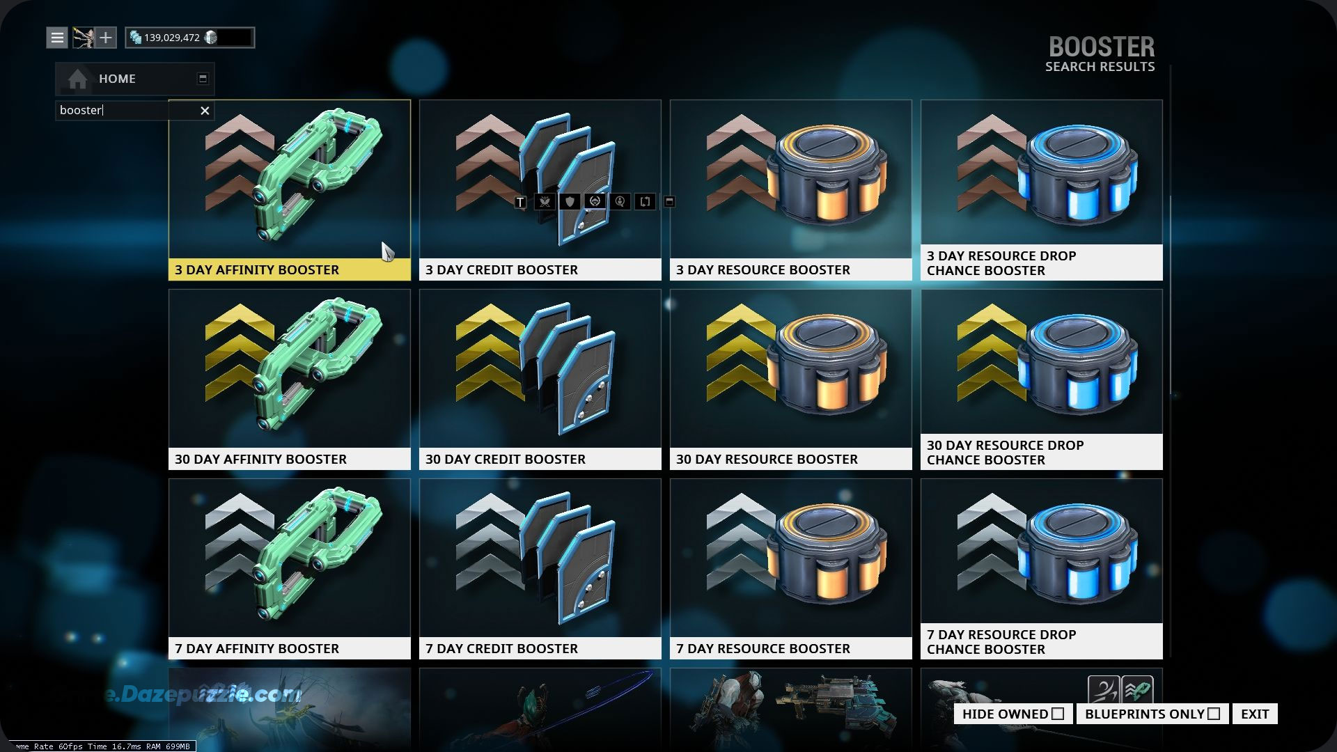 Warframe Boosters