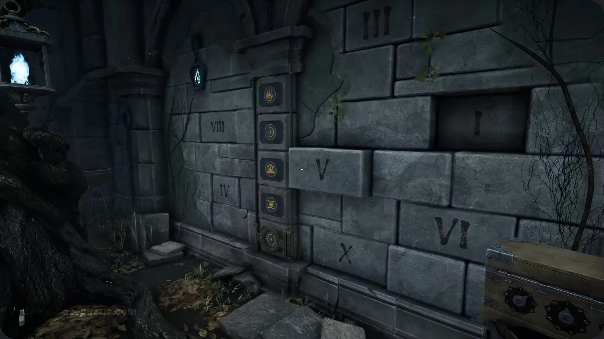 matching symbols on the stone wall