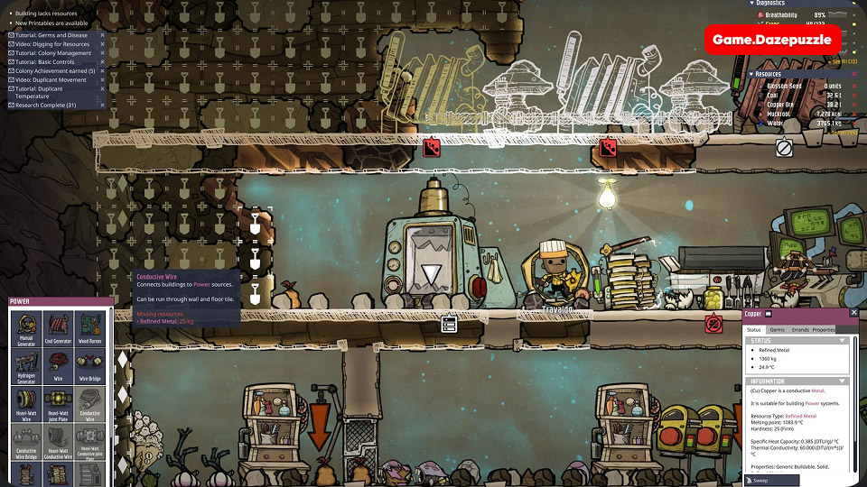 oxygen not included refining metals